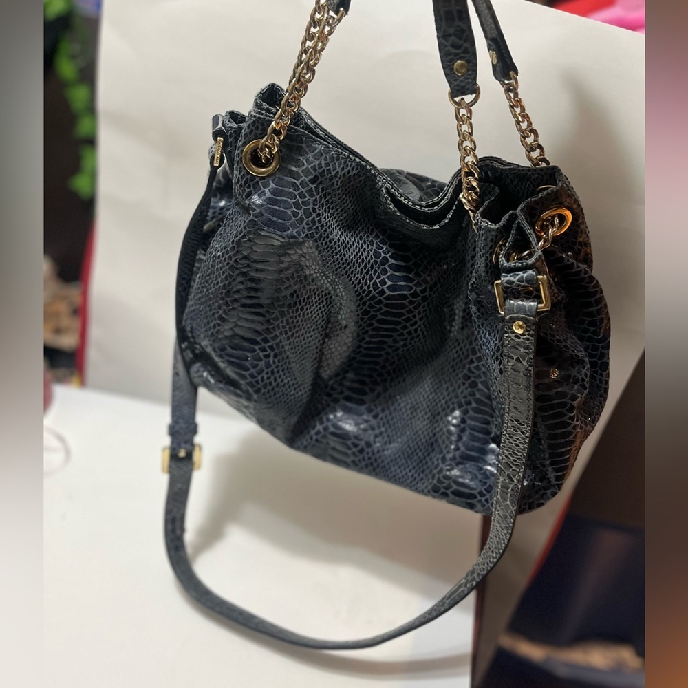 Michael Kors Jet Set Blue Python Embossed Leather… - image 2